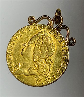 Lot 2543 - A George II Guinea 1760 with soldered gold...
