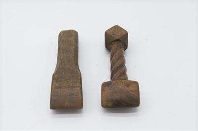 Lot 325 - Maritime interest - a treen seam rubber, 19th...