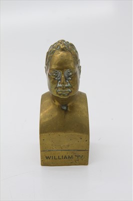 Lot 263 - A small library bronze bust of William IV,...
