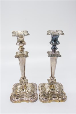 Lot 2308 - A pair of silver plated candlesticks, Reg. No....