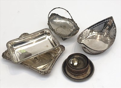 Lot 2309 - A silver plated navette shaped pierced bread...