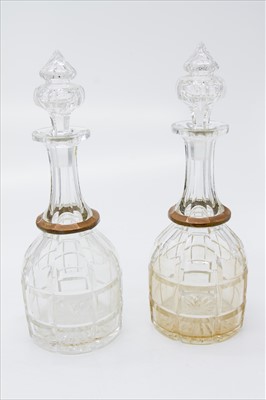 Lot 1424 - A pair of Victorian cut glass decanters and...
