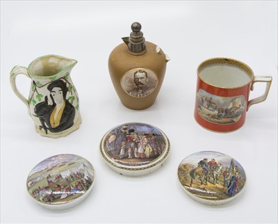 Lot 1434 - A silver mounted pottery flask, with a...