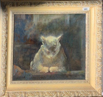 Lot 1003 - Christine Allen GAYNOR A study of a cat Oil on...