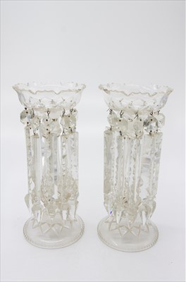 Lot 1438 - A pair of Victorian cut glass table lustres...