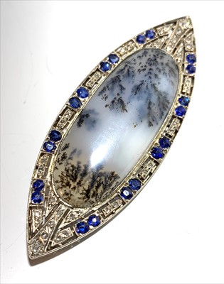 Lot 2446 - A fine French 18ct white gold eliptical moss...