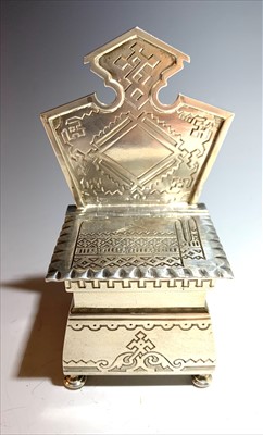Lot 2452 - A Russian silver salt chair the engraved...