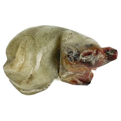 Lot 17 - Three Chinese caved jade animal figures.