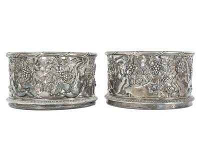 Lot 4 - An exceptional pair of Regency silver wine decanter stands by Philip Rundell.
