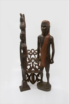 Lot 285 - Two African carved figures, height 65cm...