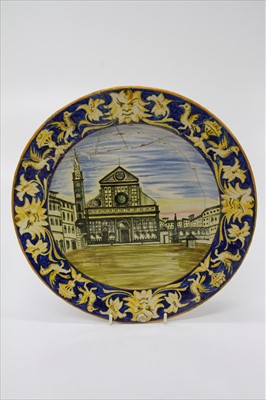 Lot 1445 - A 19th century Italian Majolica plate, painted...