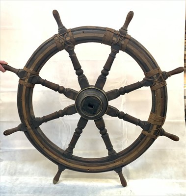 Lot 312 - A large 19th century brass mounted elm ship's...