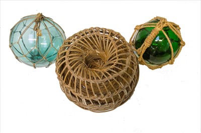 Lot 318 - A wicker lobster pot, of traditional form, two...