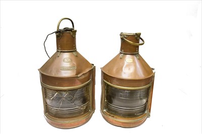 Lot 324 - A ship's brass starboard lamp, by W Harvie,...