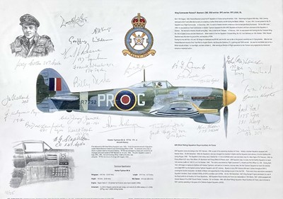 Lot 181 - Picture of a Royal Air force Typhoon aircraft signed by various pilots.