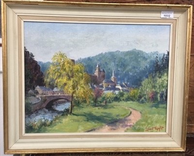 Lot 1032 - Ernest KNIGHT (1915-1995) A hilltop town with...