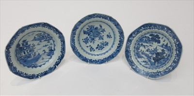Lot 1184 - Three Chinese Blue and white porcelain shallow...
