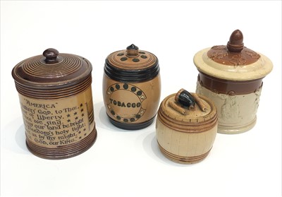 Lot 354 - A Doulton Lambeth tobacco jar 'America',...