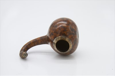 Lot 360 - A gourd pipe, the bowl's metal rim inscribed...