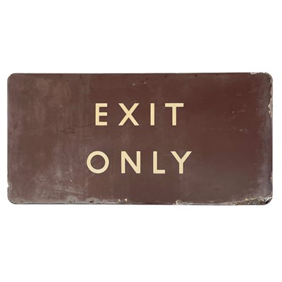 Lot 658 - A British Rail brown Enamel rail Exit only sign.