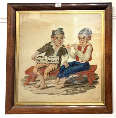 Lot 3104 - A 19th century wool work embroidery depicting...