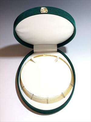 Lot 2604 - An 18ct gold collar with five white gold...
