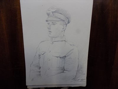 Lot 55 - WORLD WAR I. Sketchbook showing pencil...