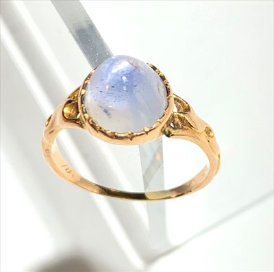 Lot 2568 - A high purity gold ring set a moonstone.