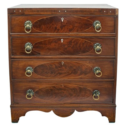 Lot 1804 - A George III mahogany and inlaid chest of four graduated long drawers.