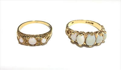 Lot 2575 - Two opal rings