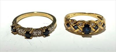 Lot 2589 - Two diamond and sapphire rings