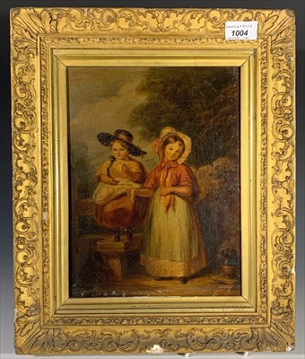 Lot 1004 - English School, 19th Century Two young girls...