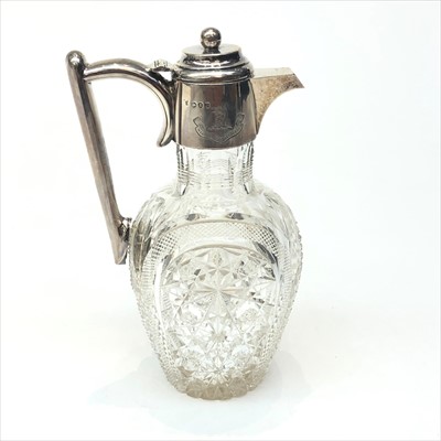 Lot 2085 - A late Victorian silver and cut glass claret...