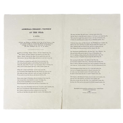 Lot 621 - [C. V. Le Grice] (1828) 'Admiral Nelson's Victory at the Nile, A Song,'