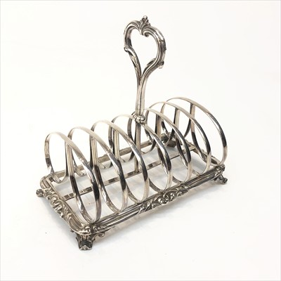 Lot 2088 - A good Victorian silver toast rack with heart...