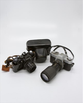 Lot 390 - A Yashica FX-2 camera and a Zenit II camera (2).