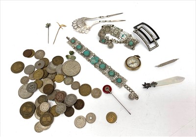 Lot 2433 - Swiss coins including silver, stick pins...