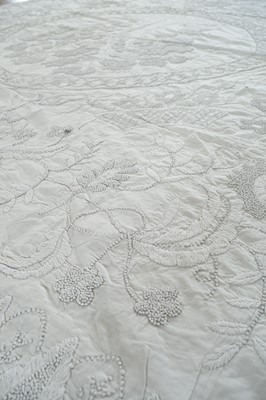Lot 312 - A hugely impressive and important white knotwork bed covering
