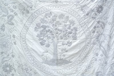 Lot 312 - A hugely impressive and important white knotwork bed covering