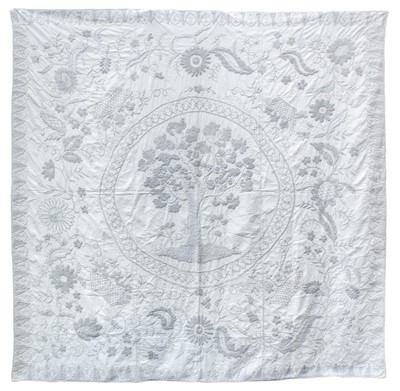 Lot 312 - A hugely impressive and important white knotwork bed covering
