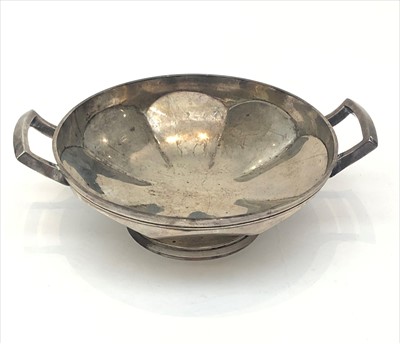 Lot 2101 - A footed silver Mappin & Webb dish with twin...