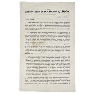 Lot 591 - 'To the Inhabitants of the Parish of Mylor Flushing, Jan. 13, 1817...,'