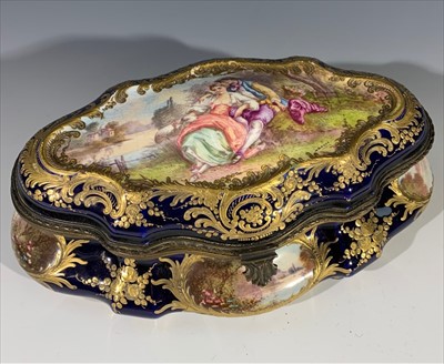 Lot 1478 - A late 19th century Sevres style porcelain box...