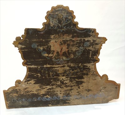 Lot 3310 - An early Spanish painted wood bench panel.
