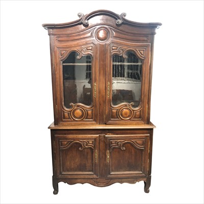 Lot 3319 - A French carved pine buffet a deux corps,...