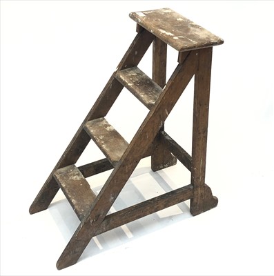 Lot 3307 - An early 20th century oak step ladder.