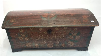 Lot 3318 - A 19th century Swedish marriage chest, with...